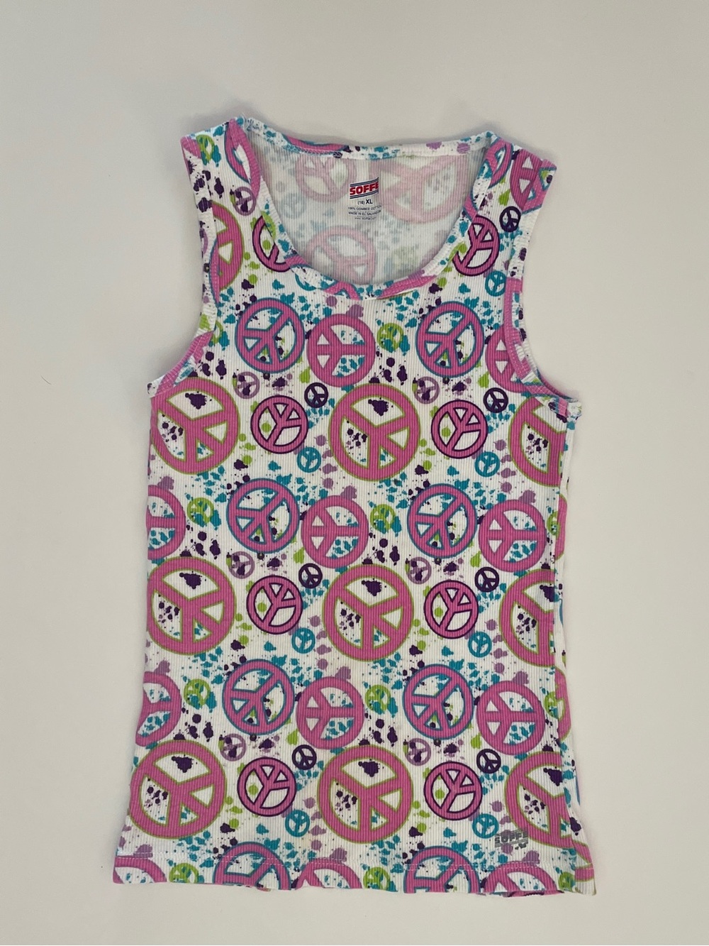 Girls Peace Sign Tank Top & Lime Green Shorts Set - Size M - Picture 2 of 7